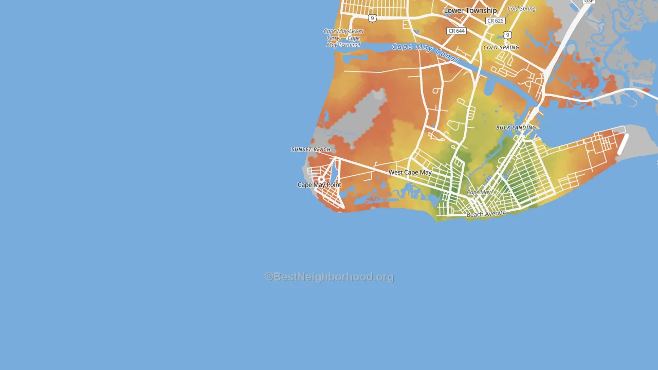 Bike Grade map of Cape May Point, NJ