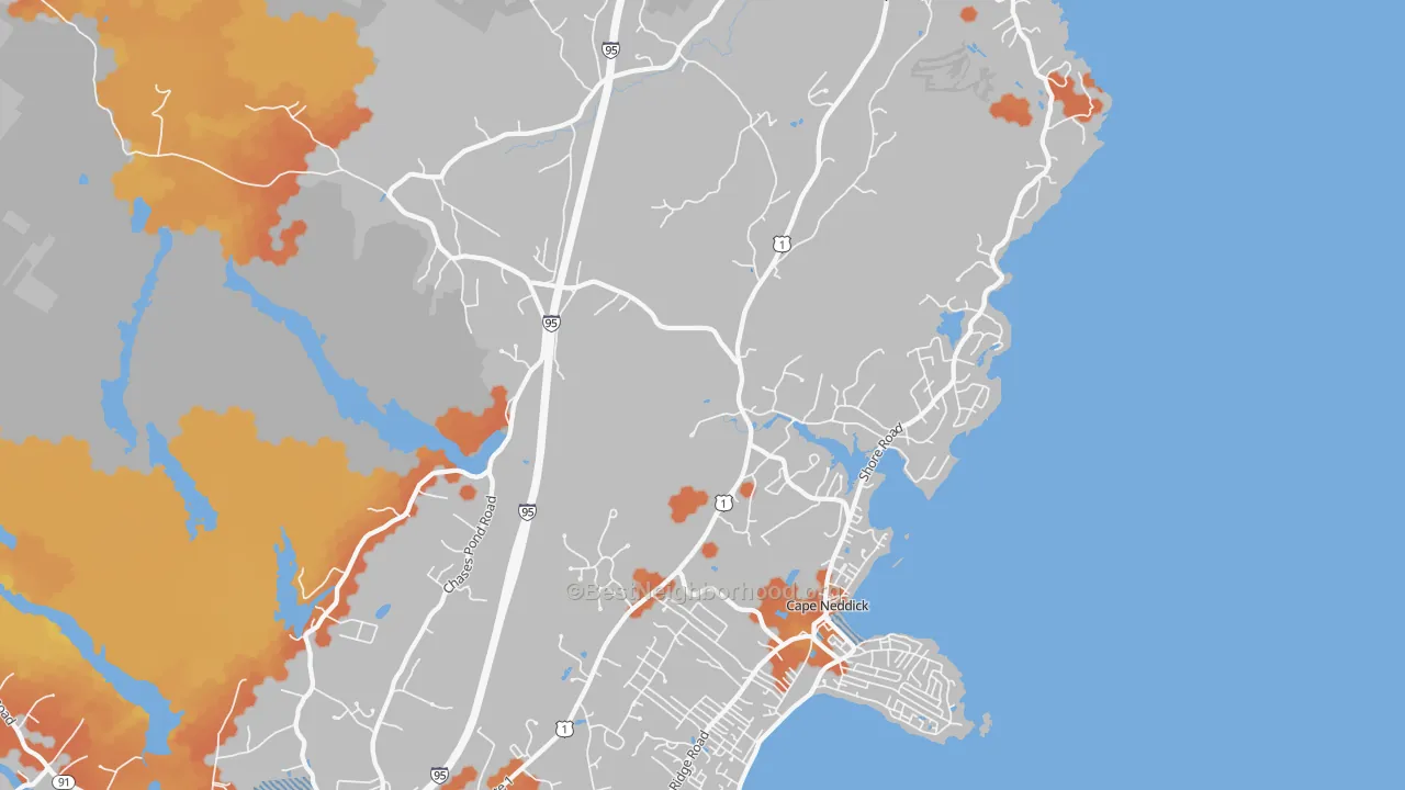 Bike Grade map of Cape Neddick, ME