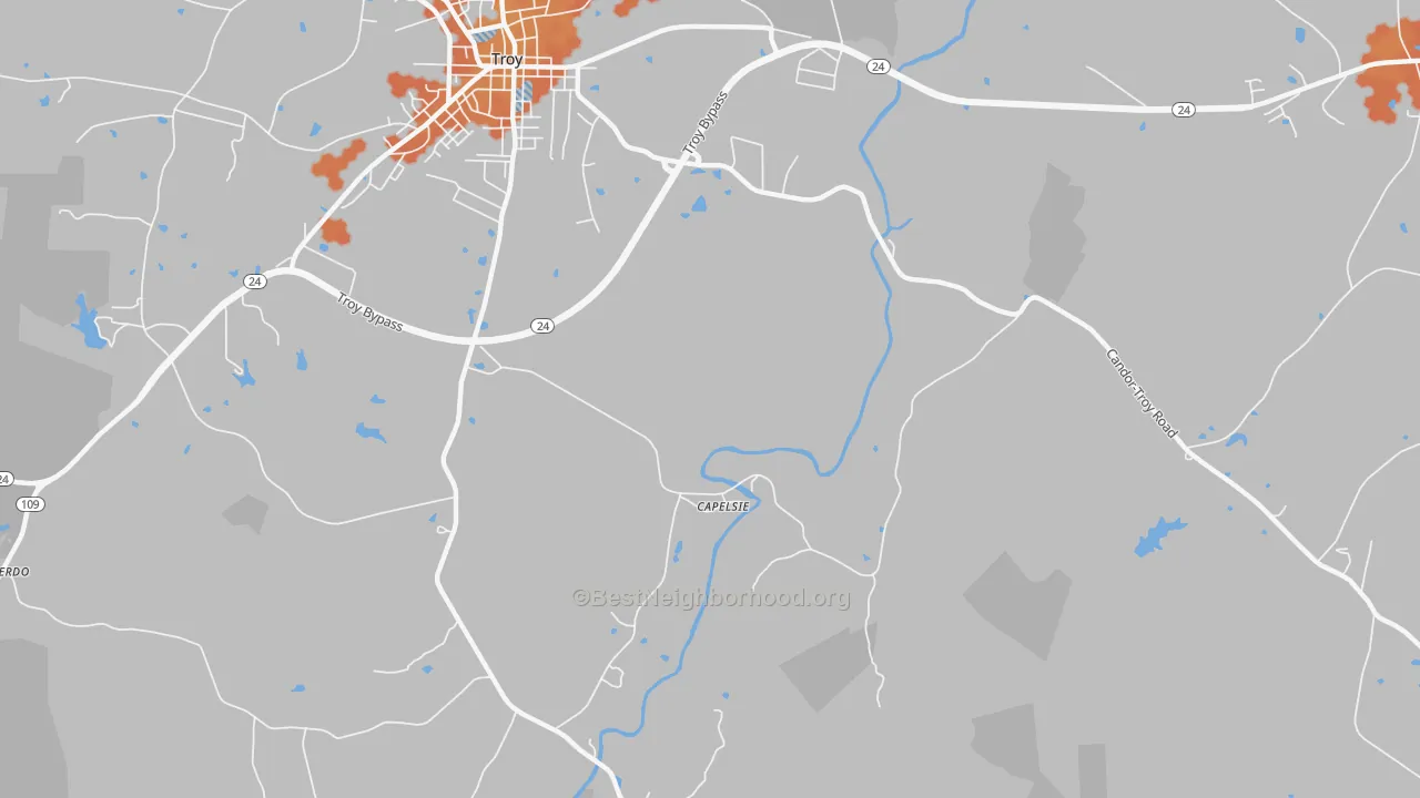 Bike Grade map of Capelsie, NC