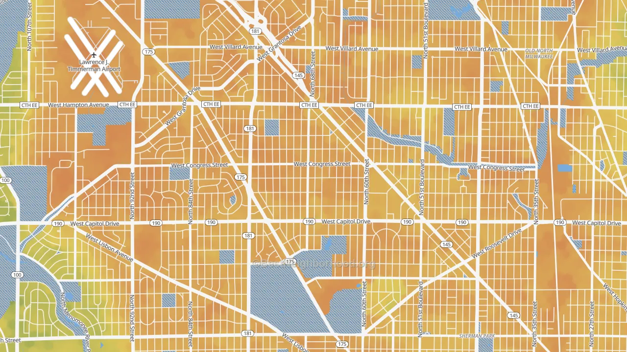 Bike Grade map of Capitol Heights, Milwaukee, WI