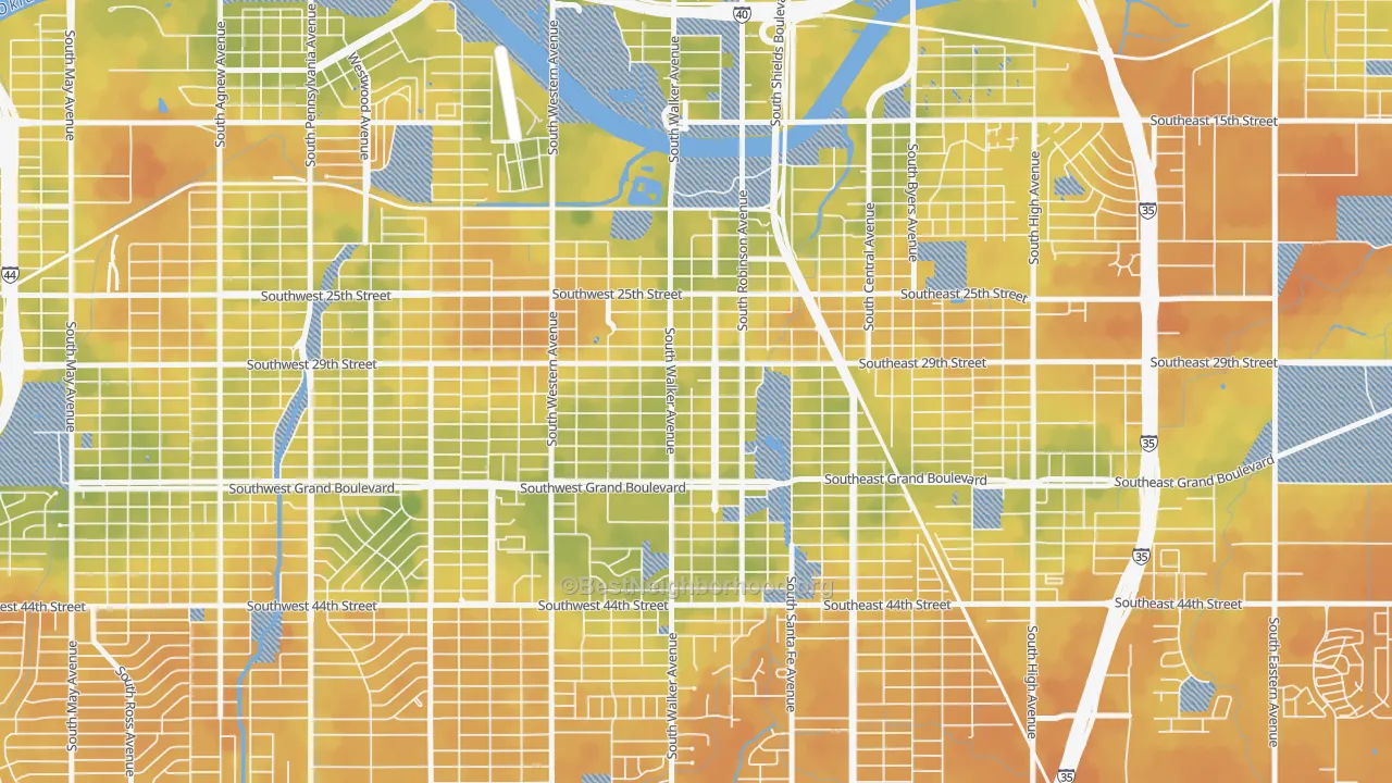 Bike Grade map of Capitol Hill, Oklahoma City, OK