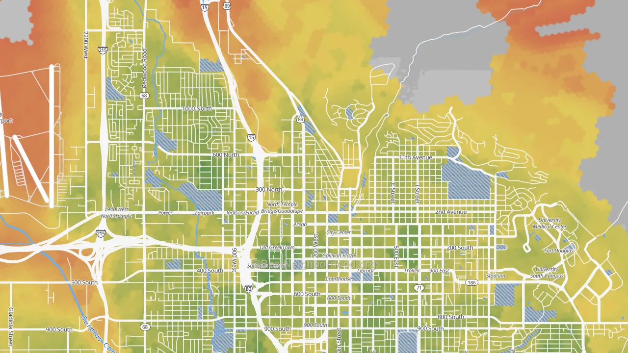 Bike Grade map of Capitol Hill, Salt Lake City, UT