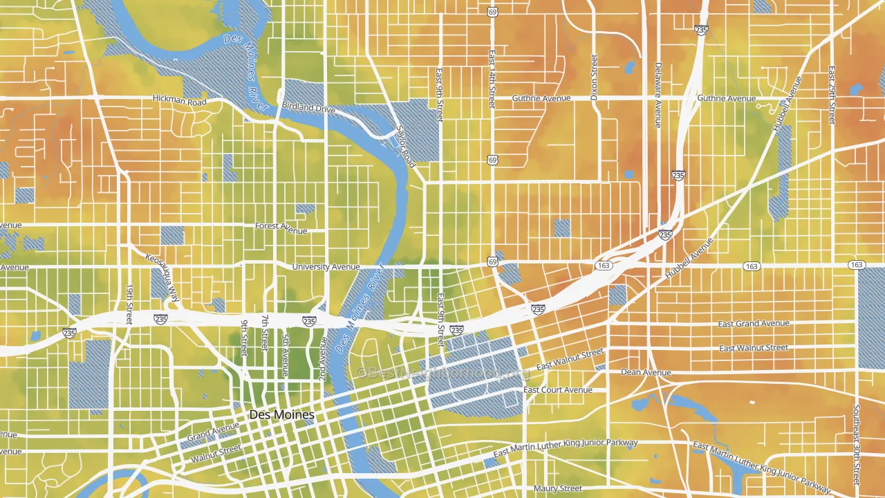 Bike Grade map of Capitol Park, Des Moines, IA