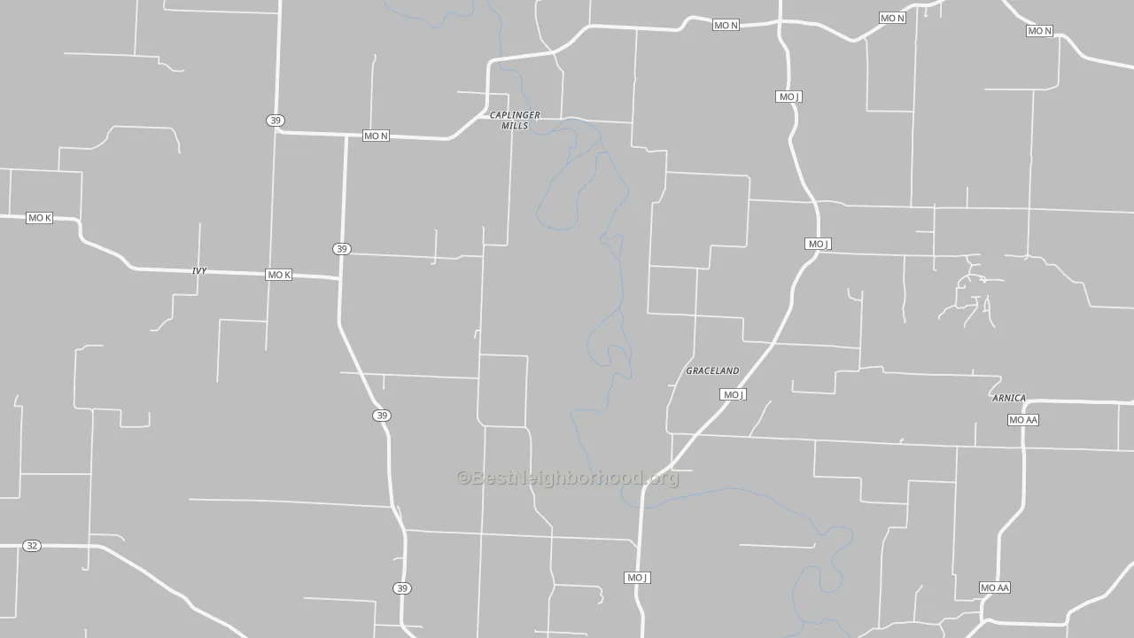 Bike Grade map of Caplinger Mills, MO