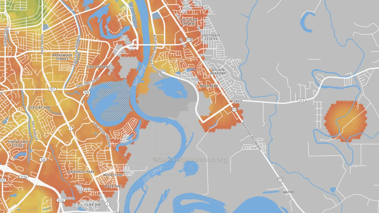Bike Grade map of Caplis, LA