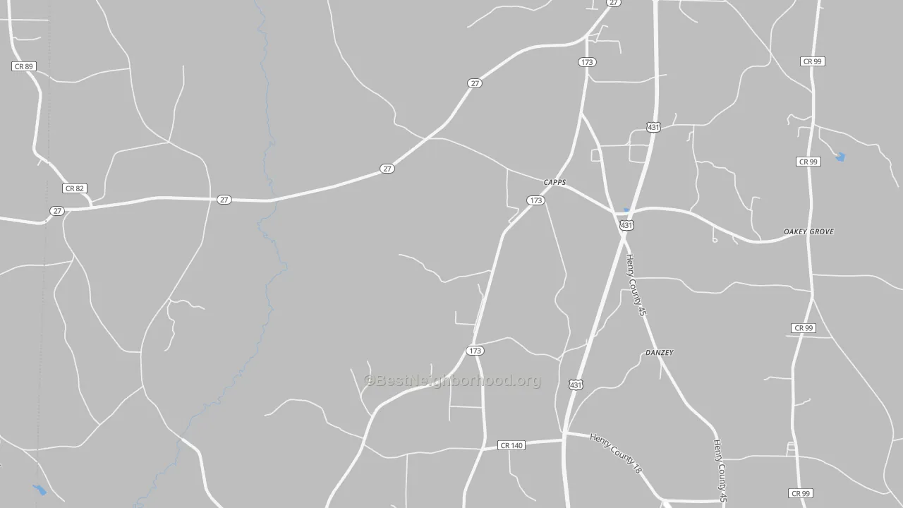 Bike Grade map of Capps, AL