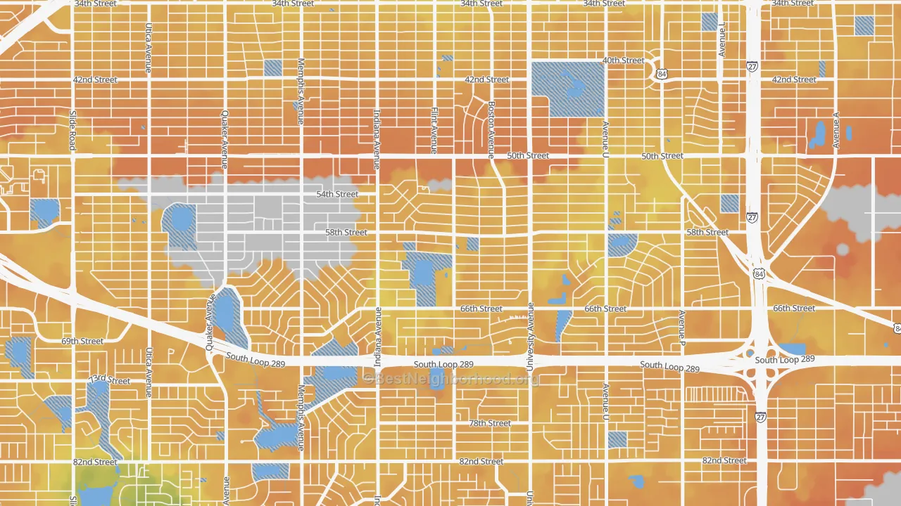 Bike Grade map of Caprock, Lubbock, TX