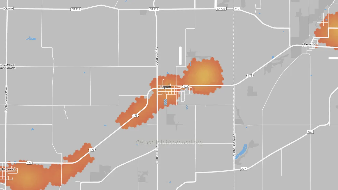 Bike Grade map of Capron, IL