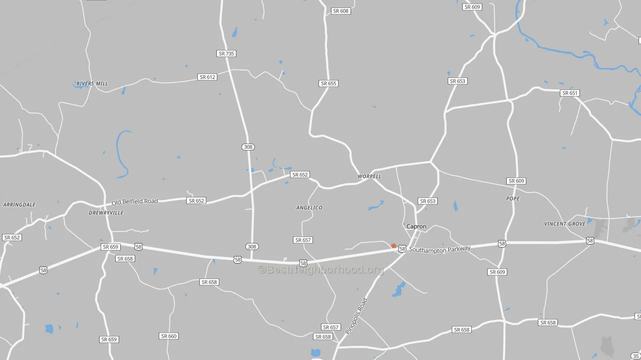 Bike Grade map of Capron, VA