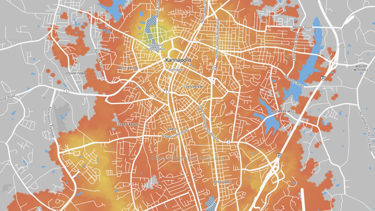 Bike Grade map of Car Town, Kannapolis, NC