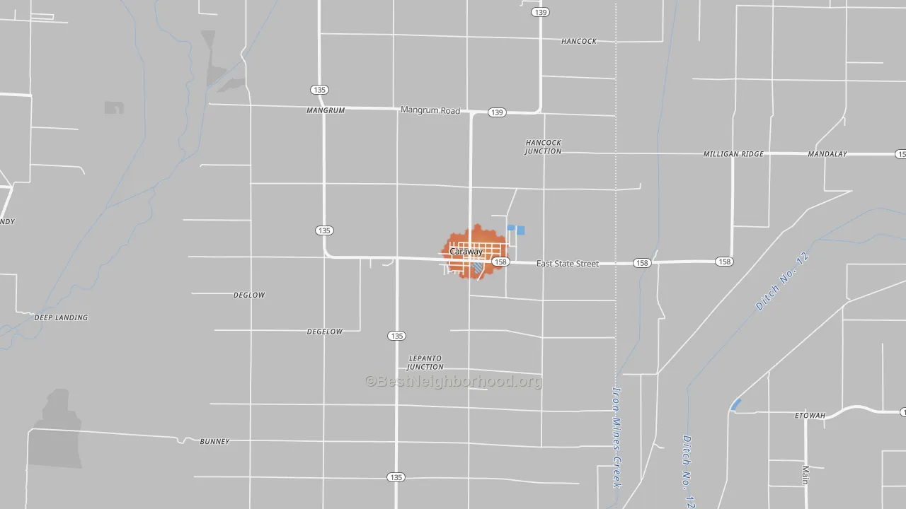 Bike Grade map of Caraway, AR
