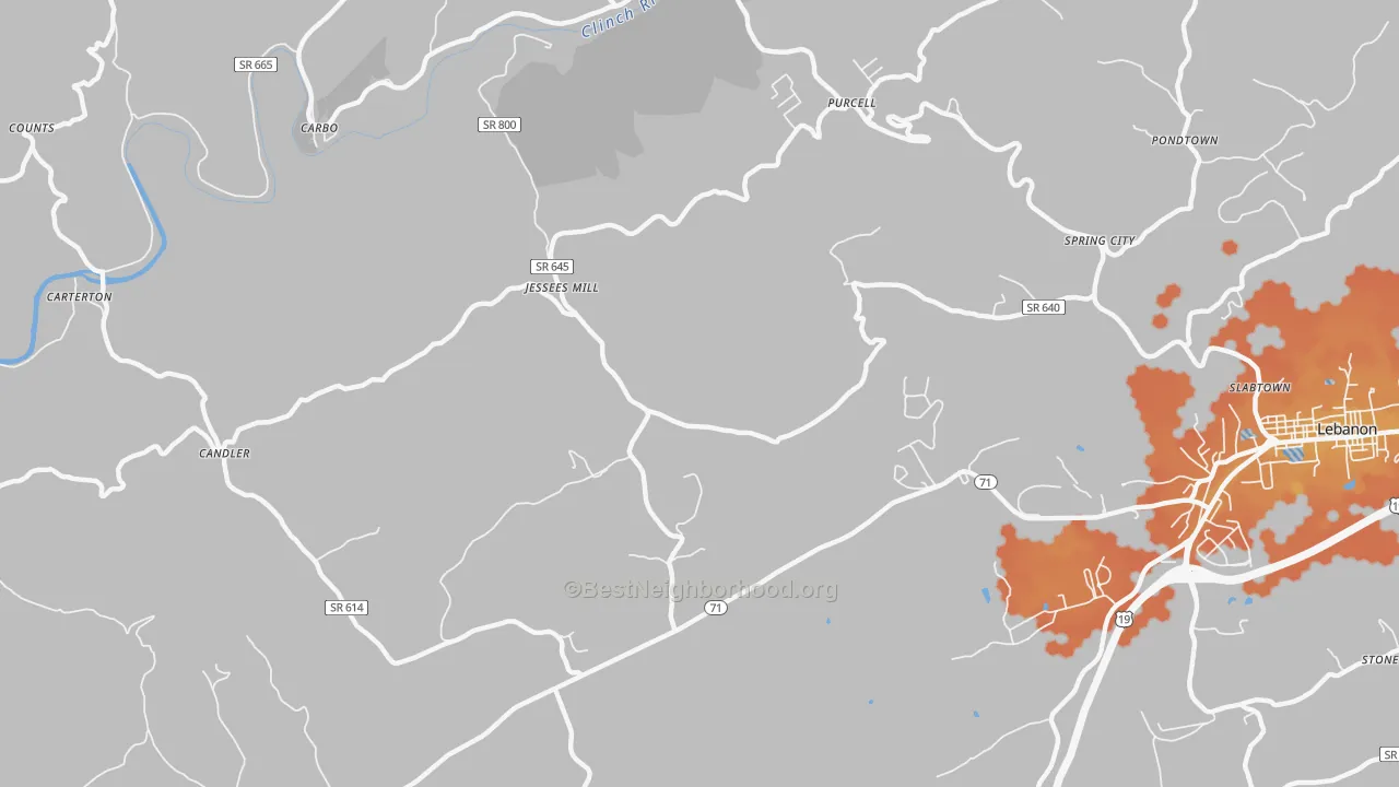 Bike Grade map of Carbo, VA