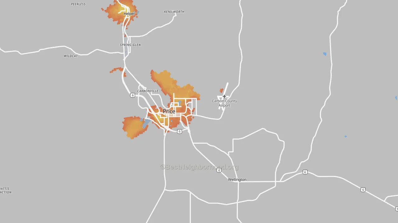 Bike Grade map of Carbon County, UT