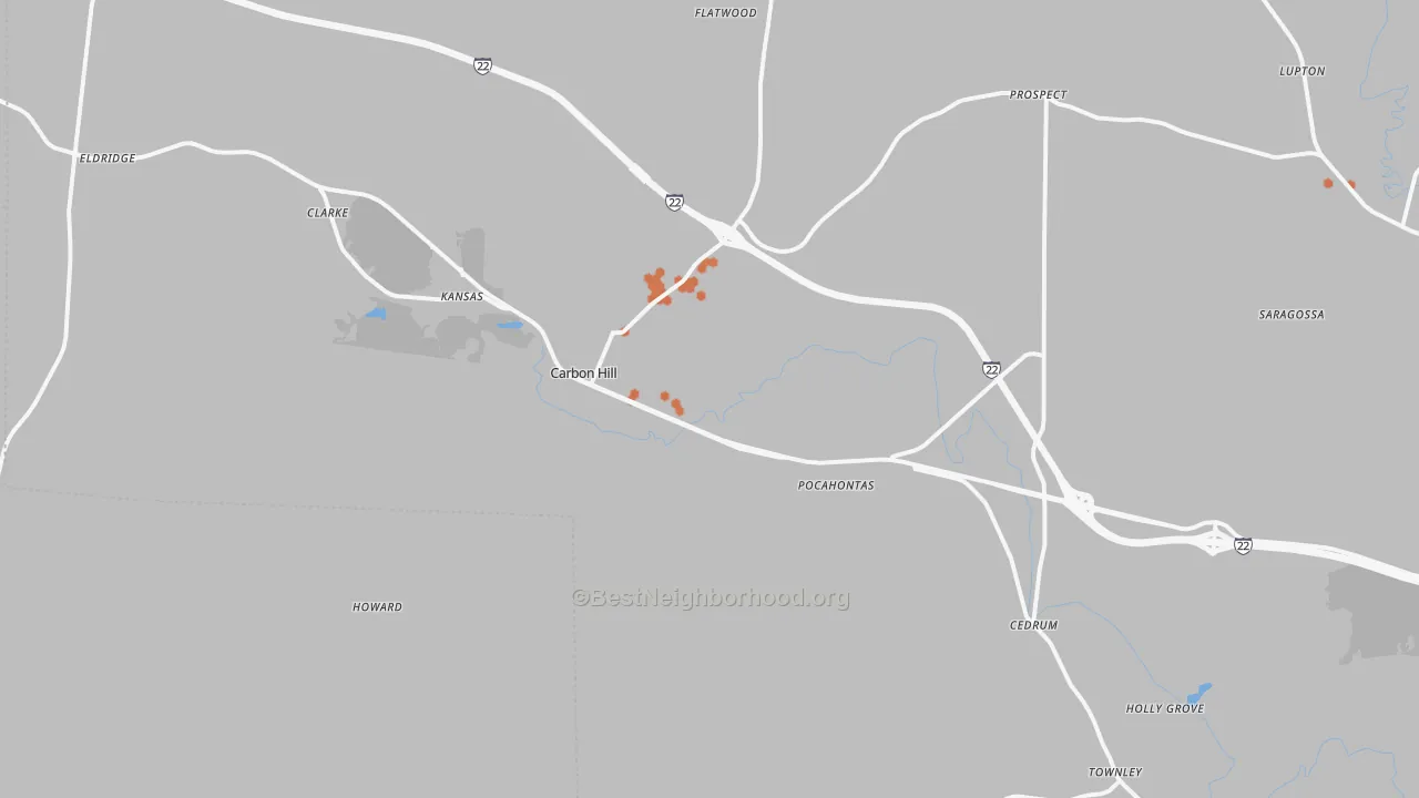 Bike Grade map of Carbon Hill, AL