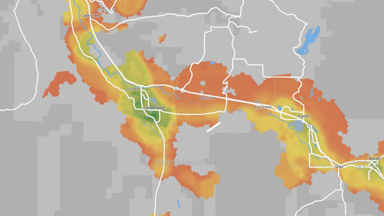 Bike Grade map of Carbondale, CO