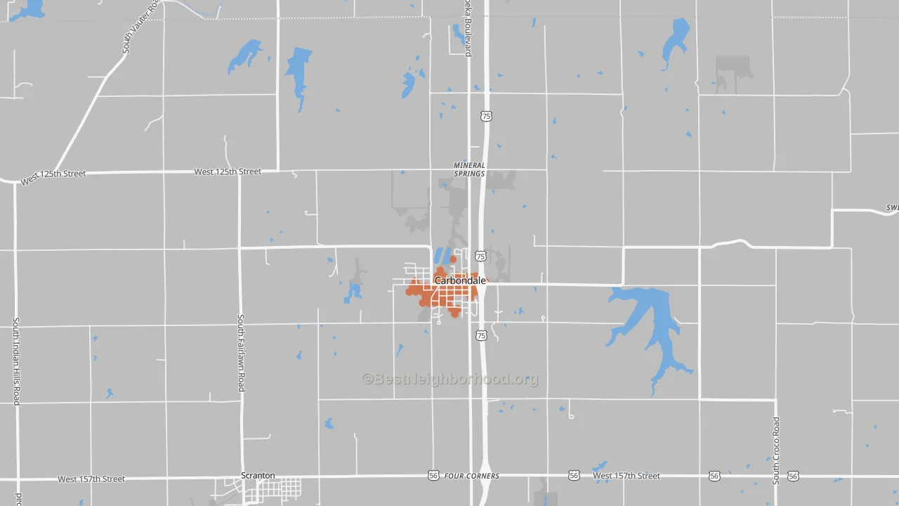 Bike Grade map of Carbondale, KS