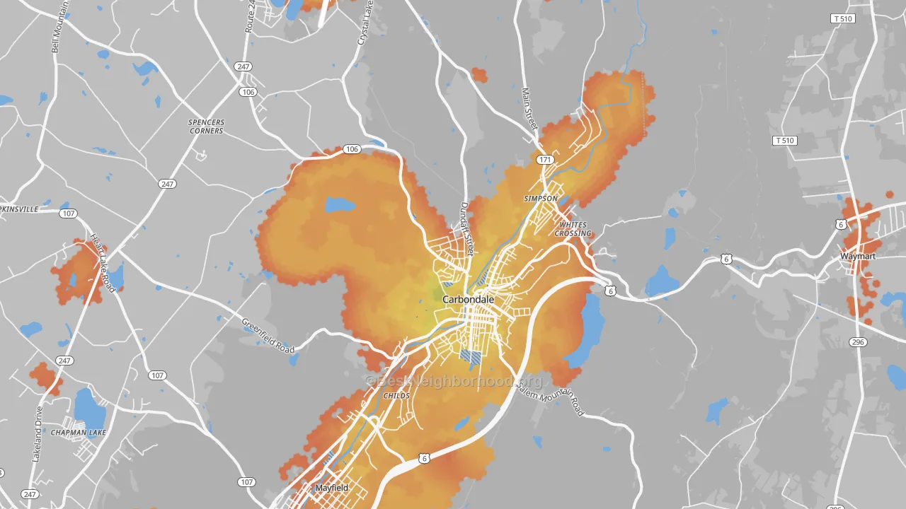 Bike Grade map of Carbondale, PA
