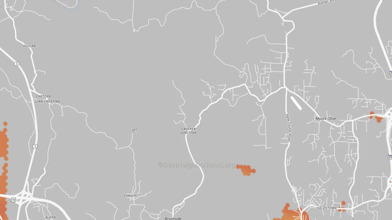 Bike Grade map of Cardiff, AL