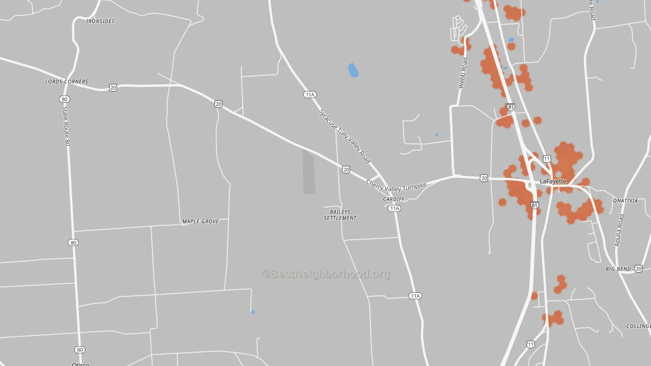 Bike Grade map of Cardiff, NY