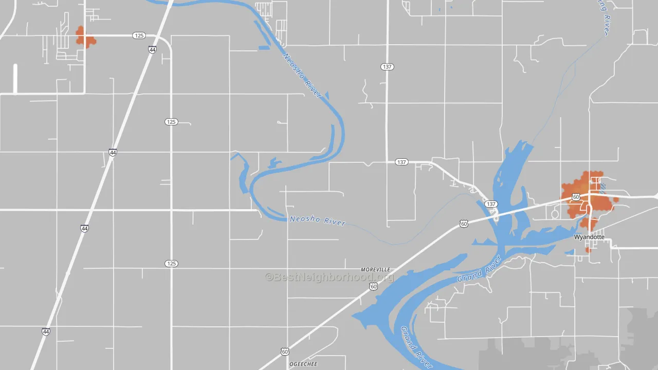 Bike Grade map of Cardin, OK