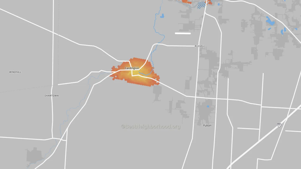 Bike Grade map of Cardington, OH