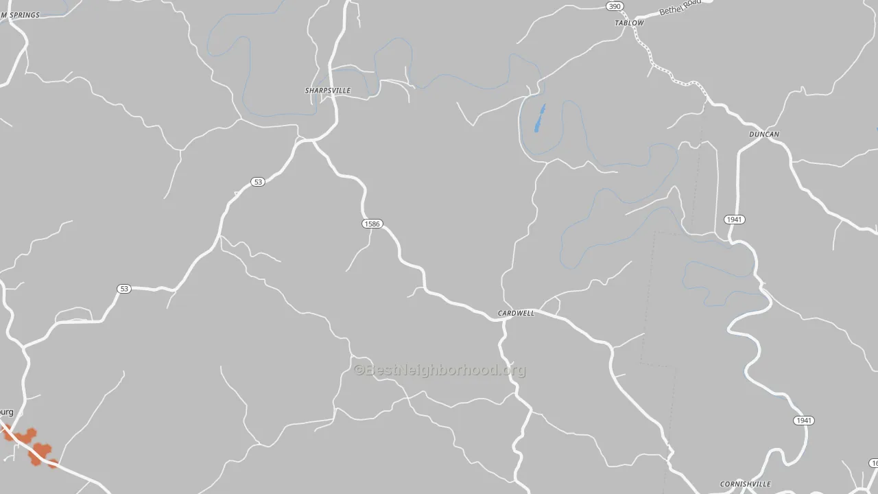 Bike Grade map of Cardwell, KY
