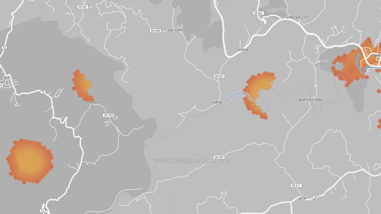 Bike Grade map of Carfax, VA