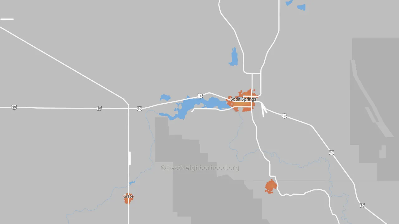 Bike Grade map of Caribou County, ID