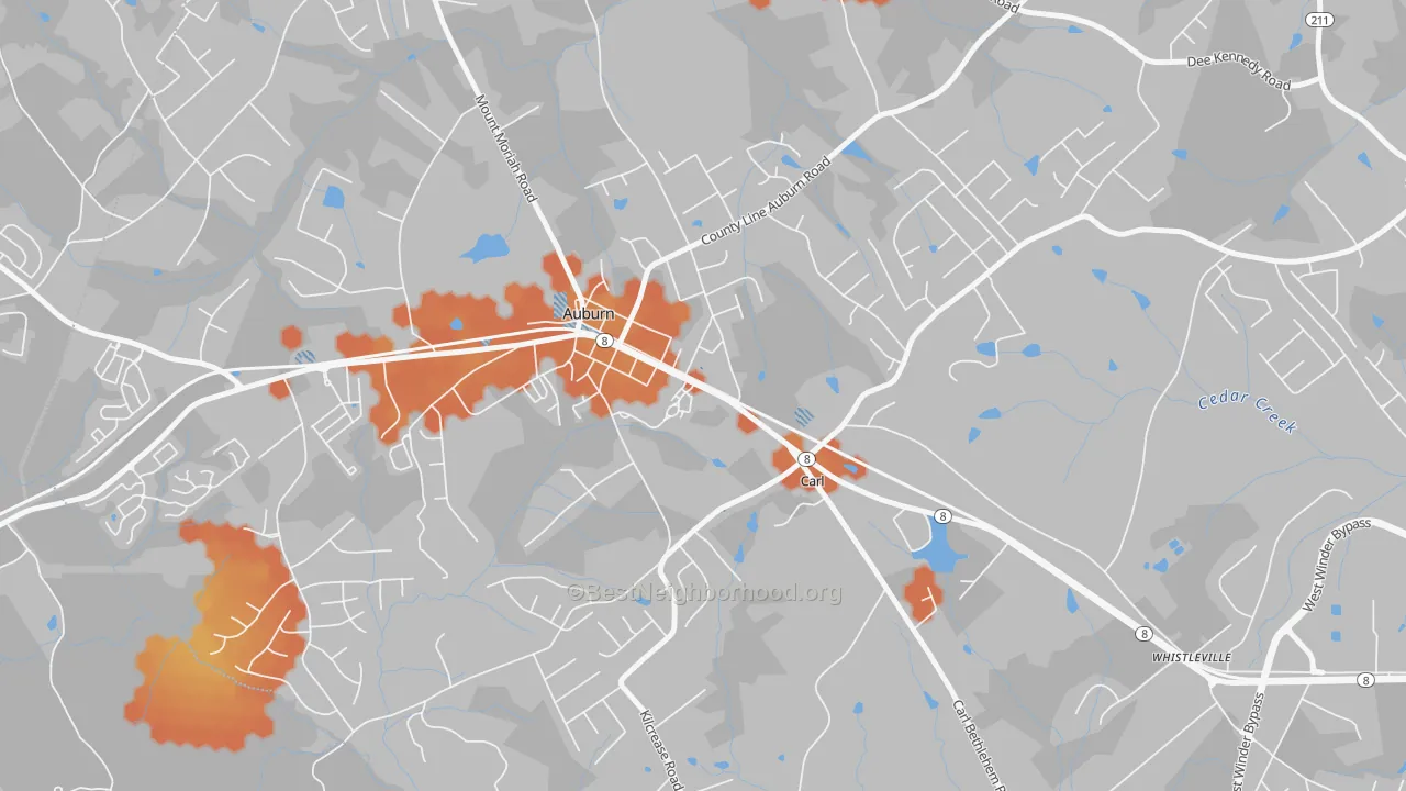Bike Grade map of Carl, GA