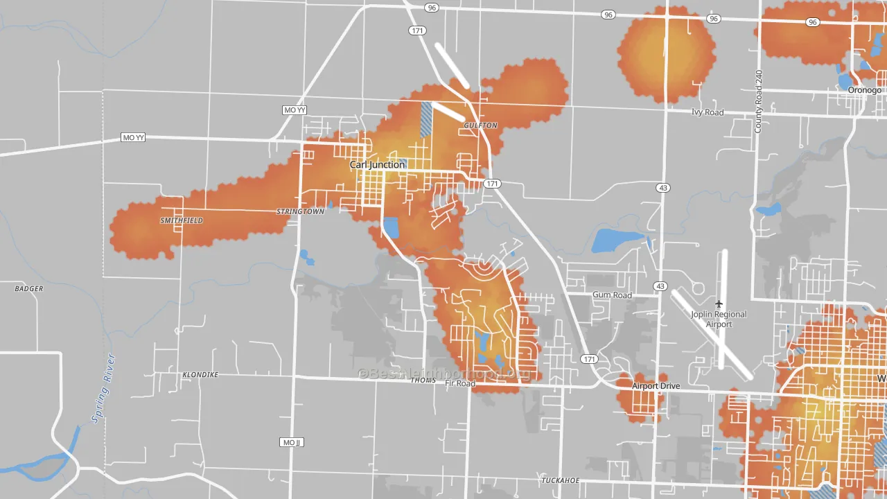 Bike Grade map of Carl Junction, MO