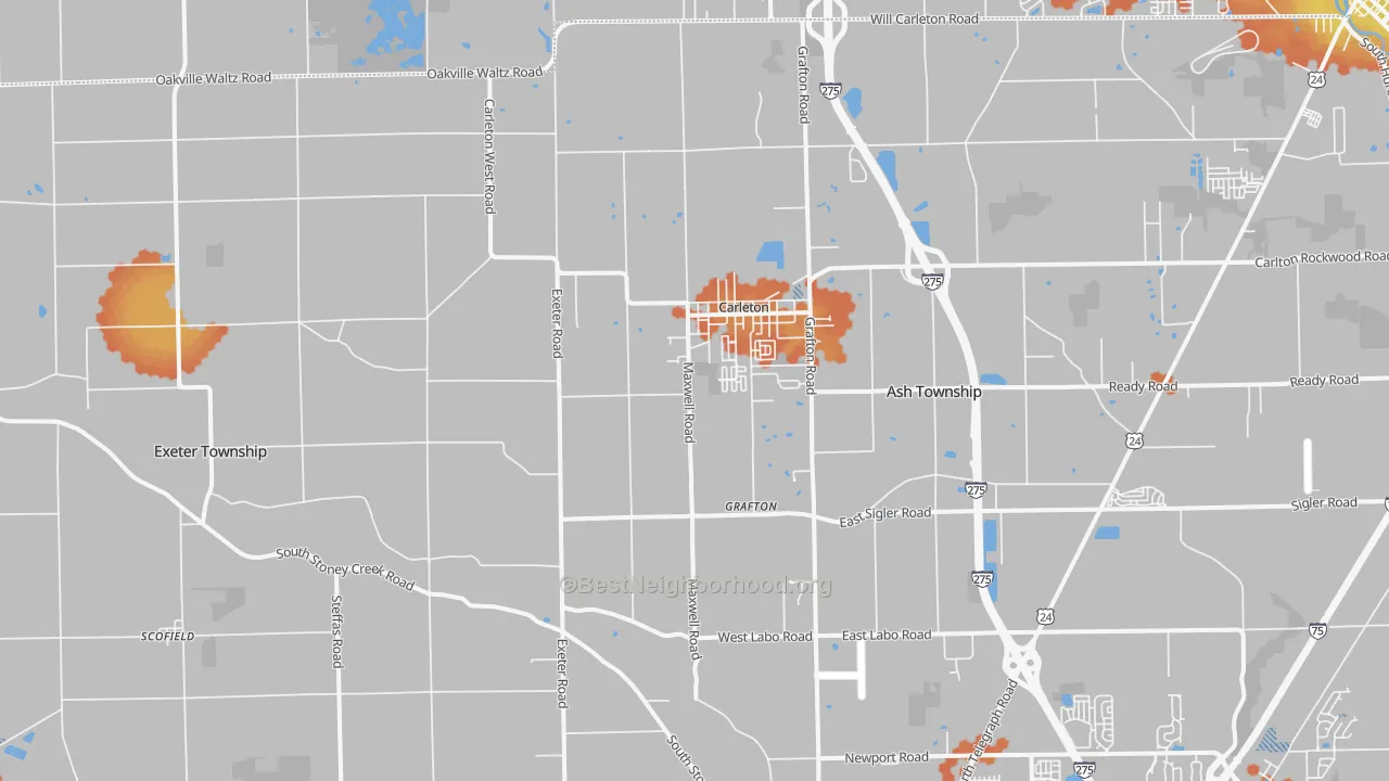 Bike Grade map of Carleton, MI