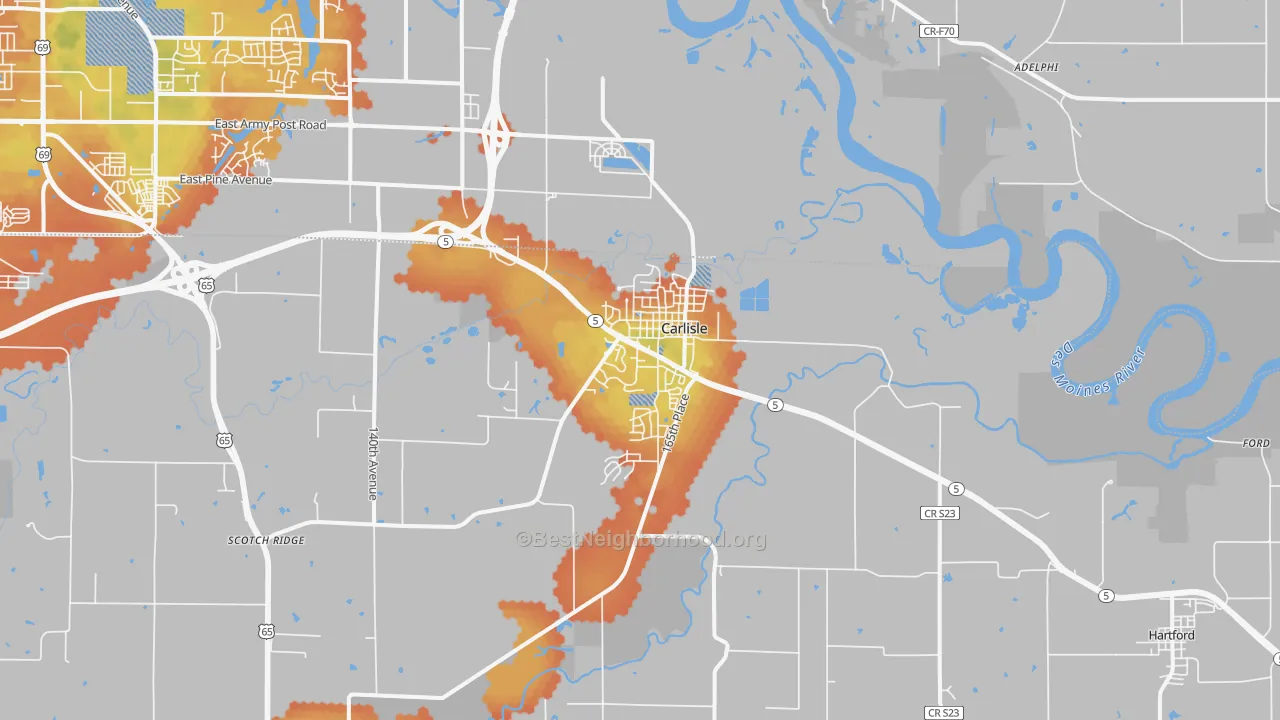 Bike Grade map of Carlisle, IA