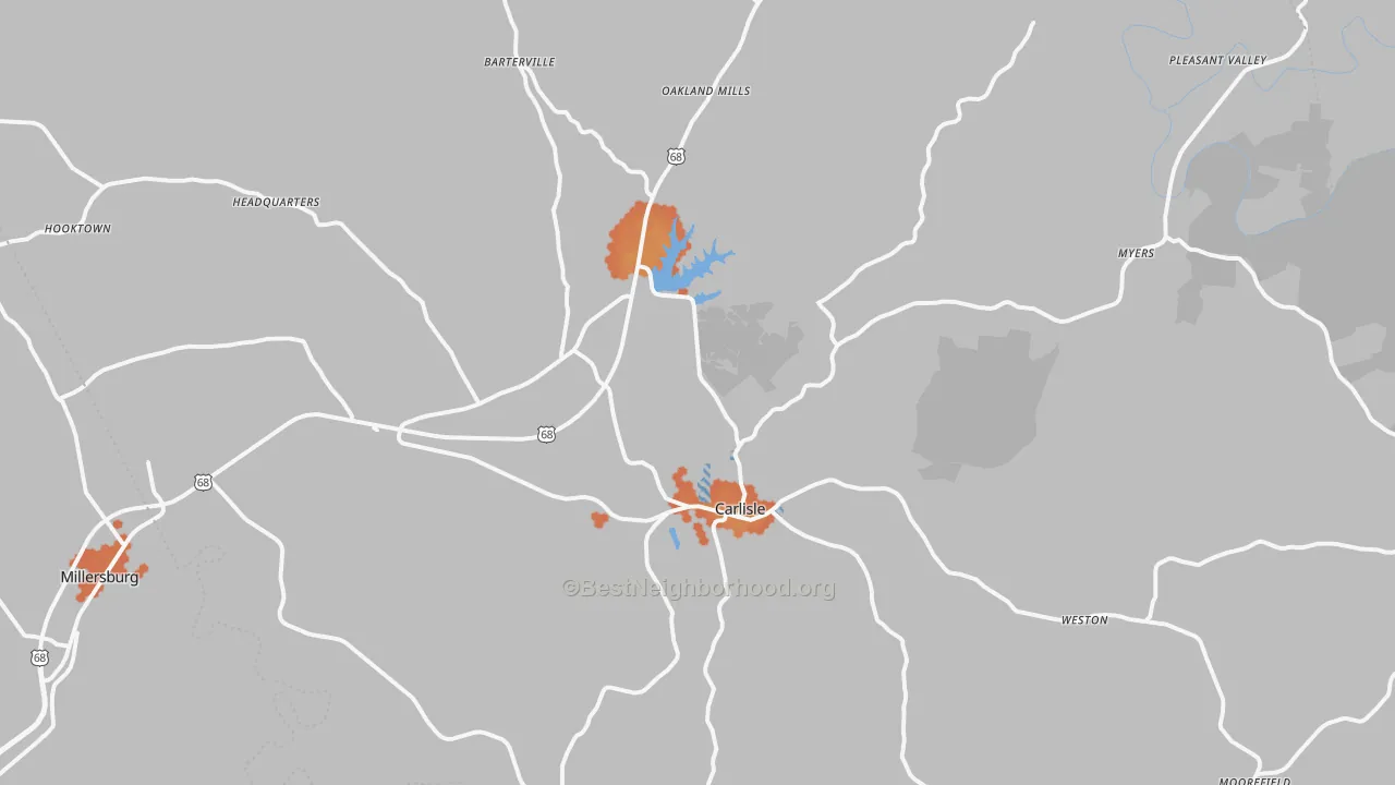 Bike Grade map of Carlisle, KY