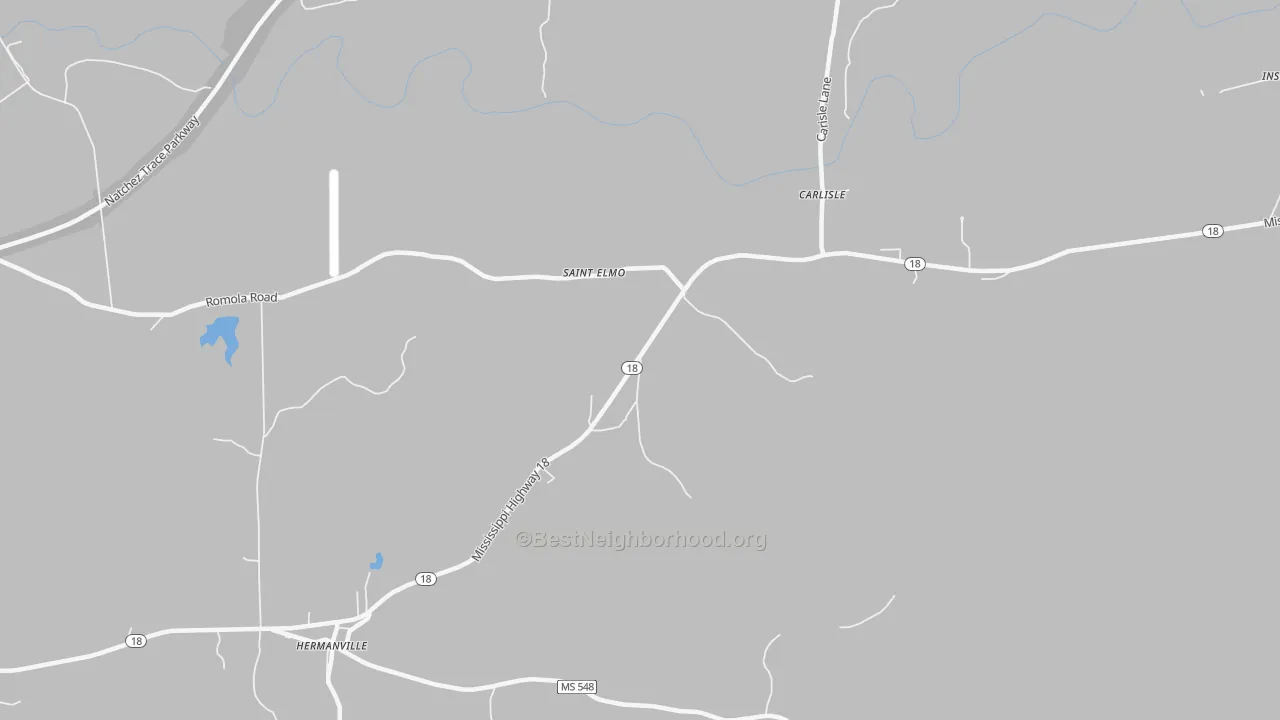 Bike Grade map of Carlisle, MS