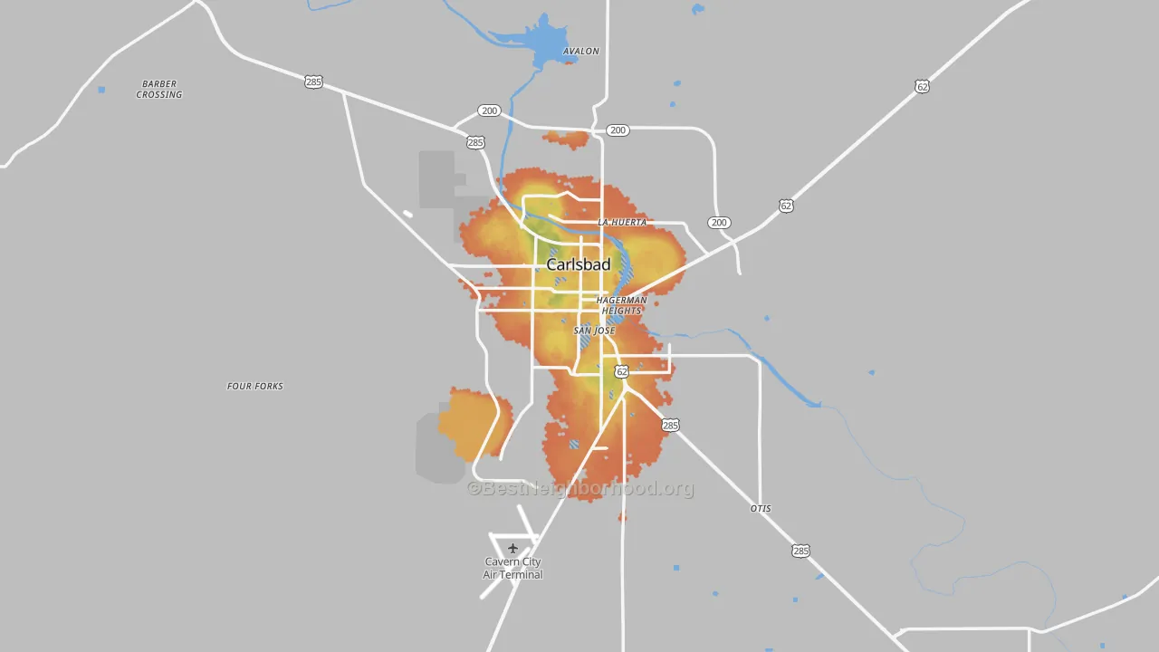 Bike Grade map of Carlsbad, NM