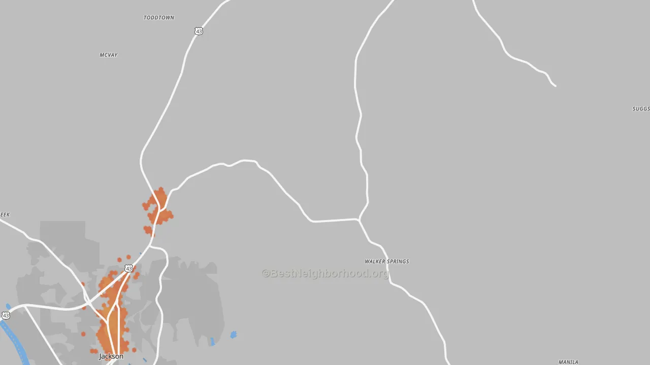 Bike Grade map of Carlton, AL
