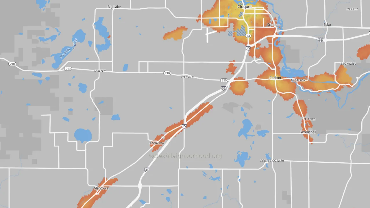 Bike Grade map of Carlton County, MN