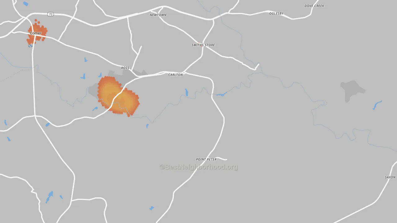 Bike Grade map of Carlton, GA