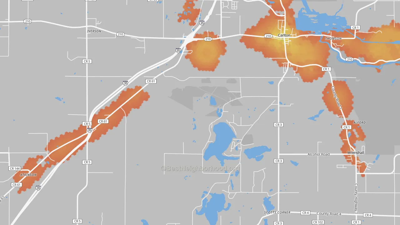 Bike Grade map of Carlton, MN