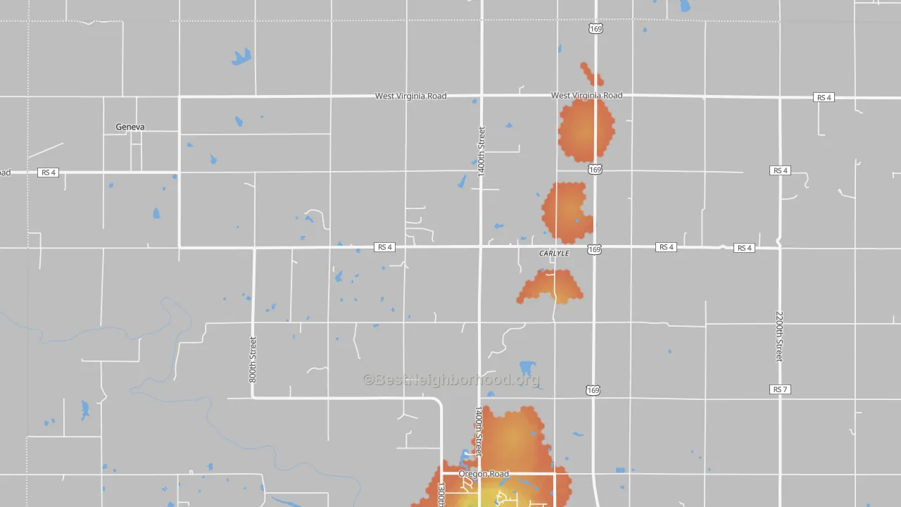 Bike Grade map of Carlyle, KS