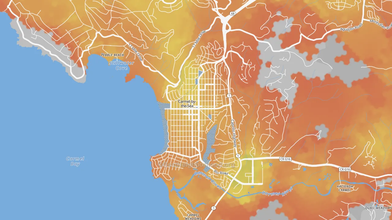 Bike Grade map of Carmel-By-The-Sea, CA