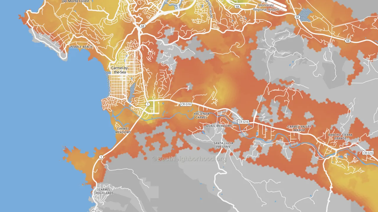 Bike Grade map of Carmel, CA