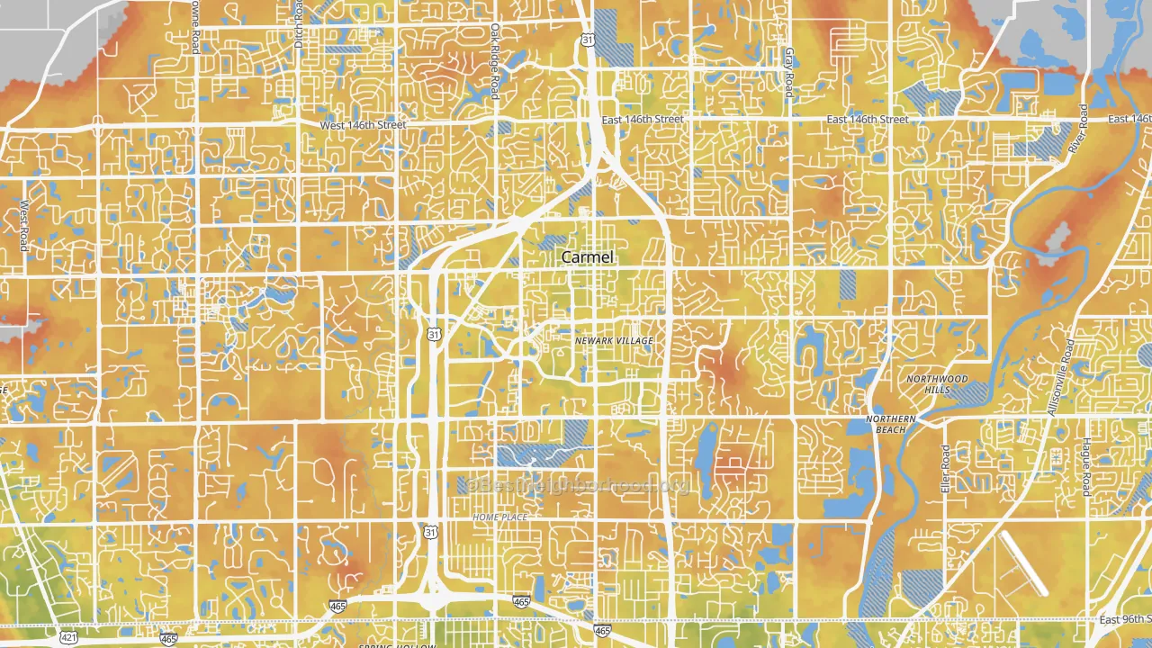 Bike Grade map of Carmel, IN