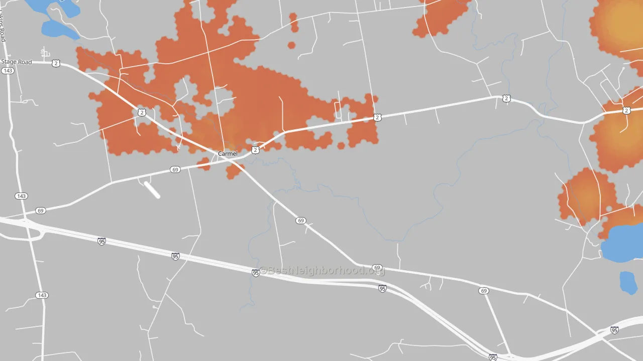 Bike Grade map of Carmel, ME