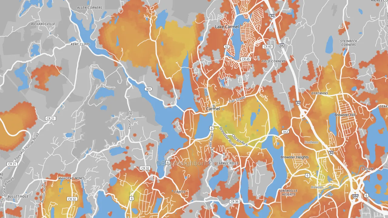 Bike Grade map of Carmel, NY