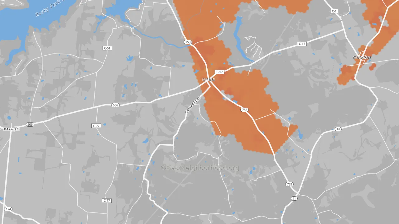 Bike Grade map of Carmel, OH