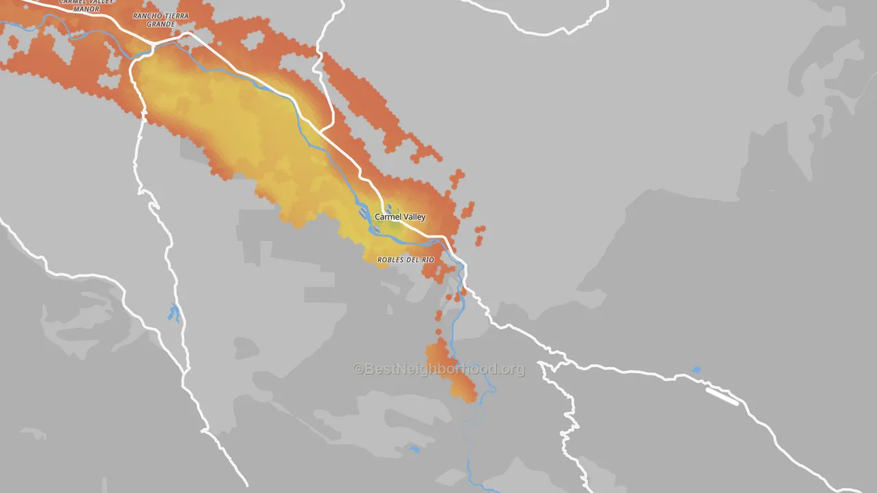 Bike Grade map of Carmel Valley, CA