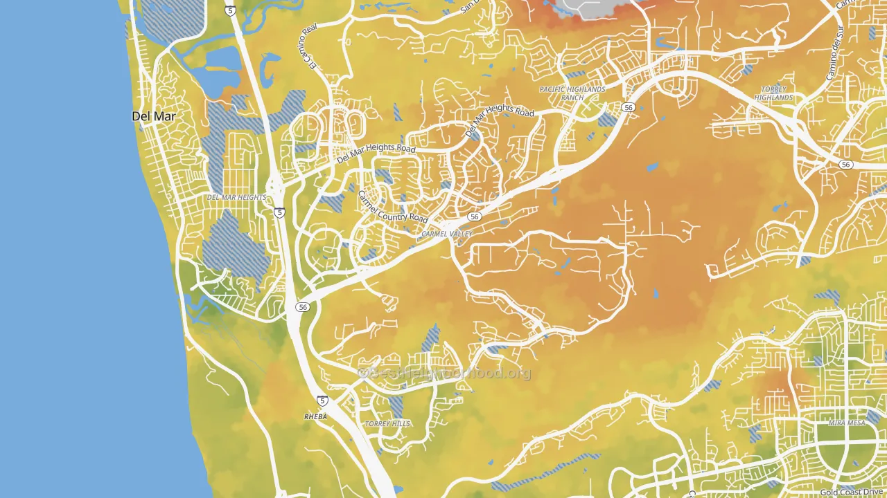 Bike Grade map of Carmel Valley, San Diego, CA