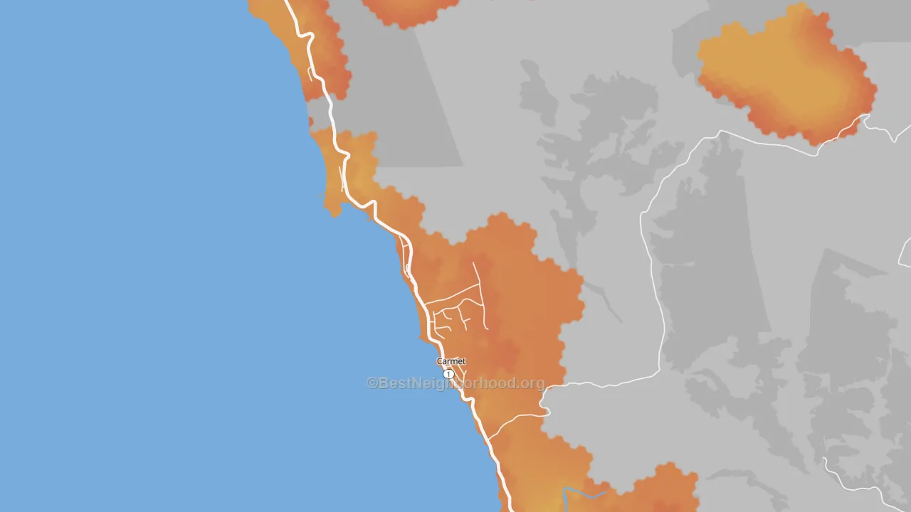 Bike Grade map of Carmet, CA