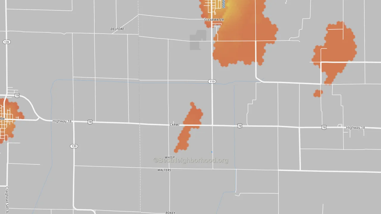 Bike Grade map of Carmi, AR